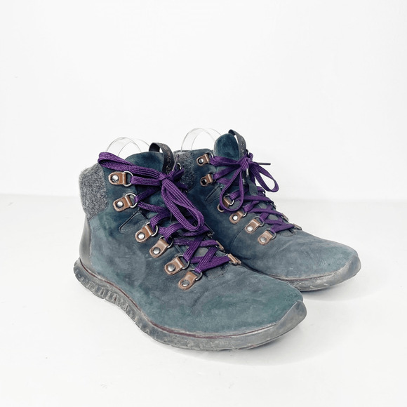 COLE HAAN ZEROGRAND Hiker Boot Nubuck Leather black W00157 waterproof WOMENS 8.5 - Picture 1 of 8
